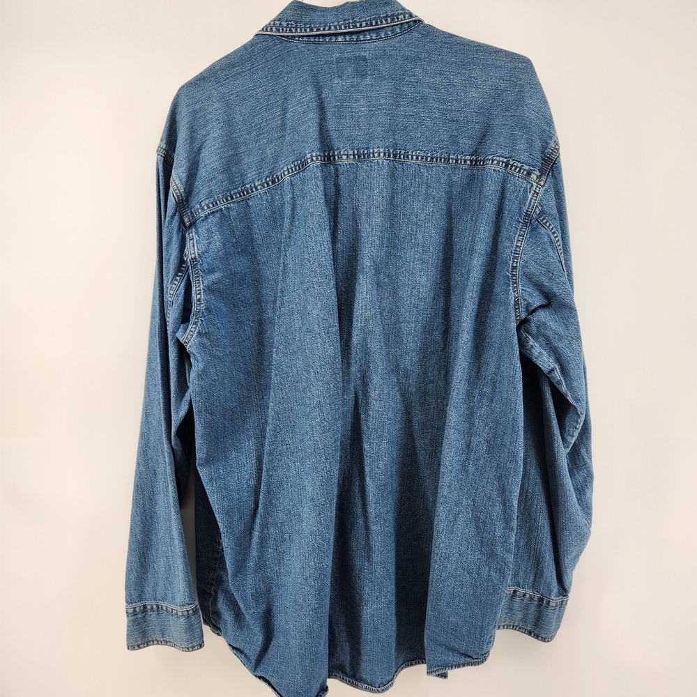 Levis Red Tab Denim Button Down Shirt Mens XL Blue Long Sleeve Cotton Workwear - Picture 2 of 5
